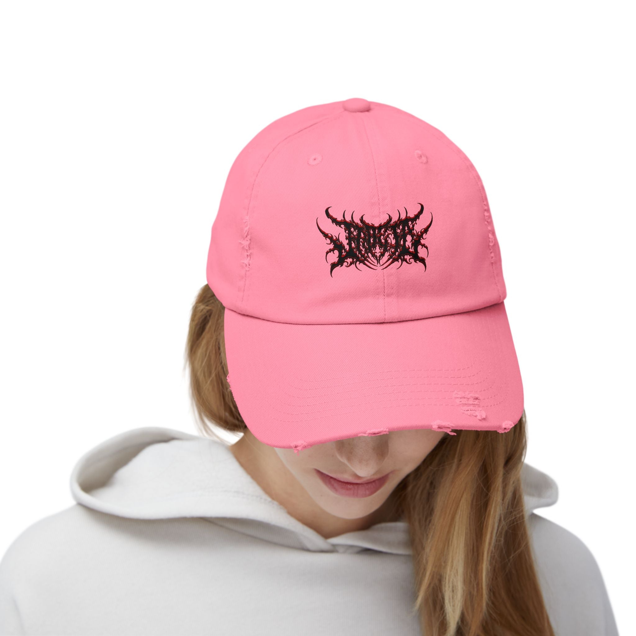 Jade_ia Metal Logo Distressed Cap