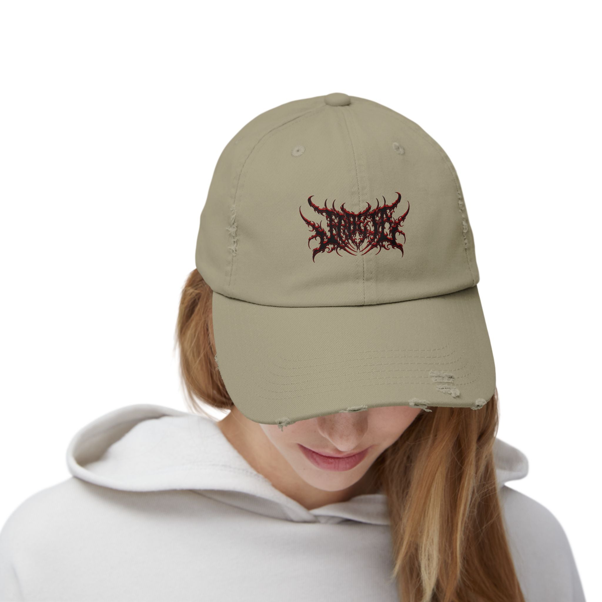 Jade_ia Metal Logo Distressed Cap