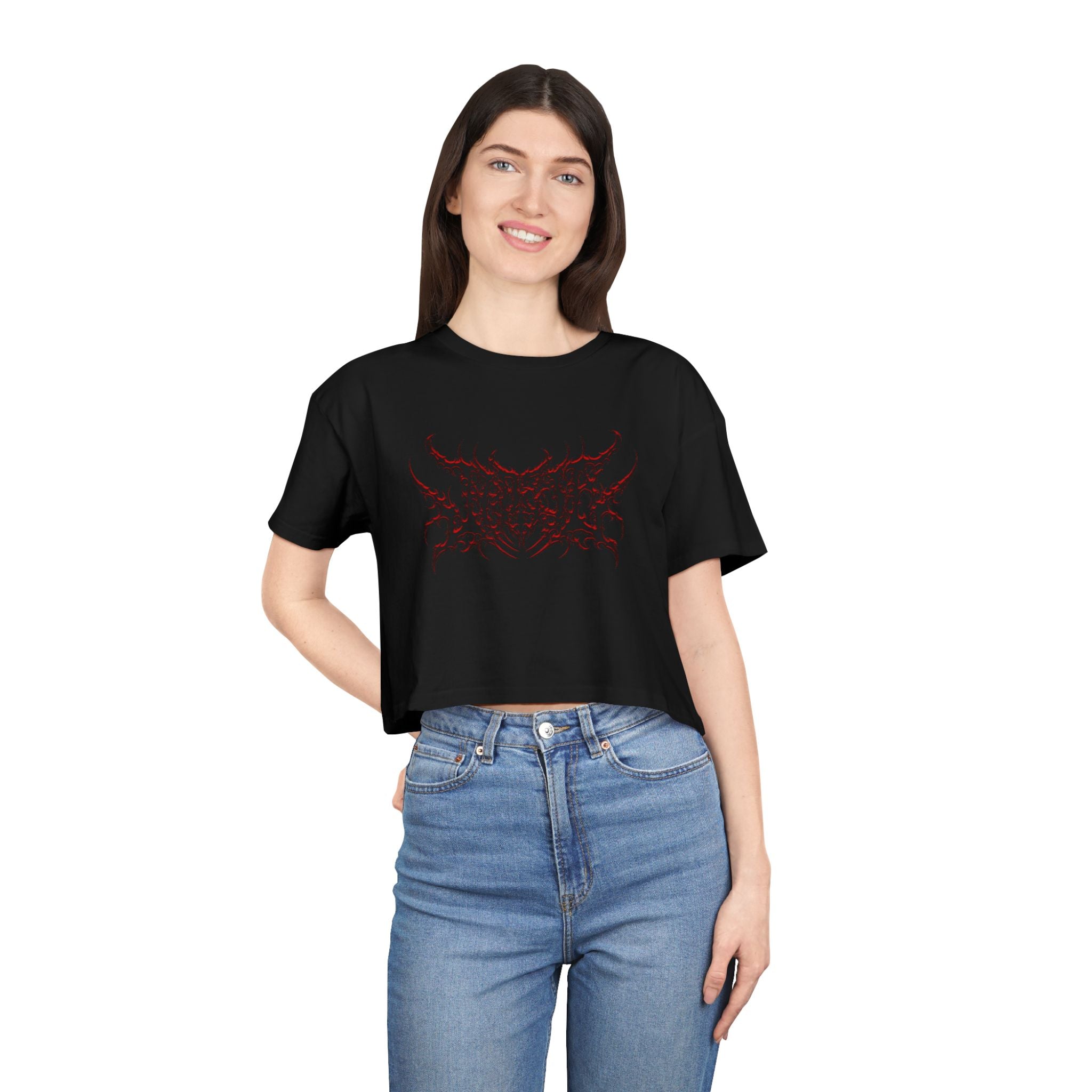 Jade_ia Metal Logo Relaxed Crop Top