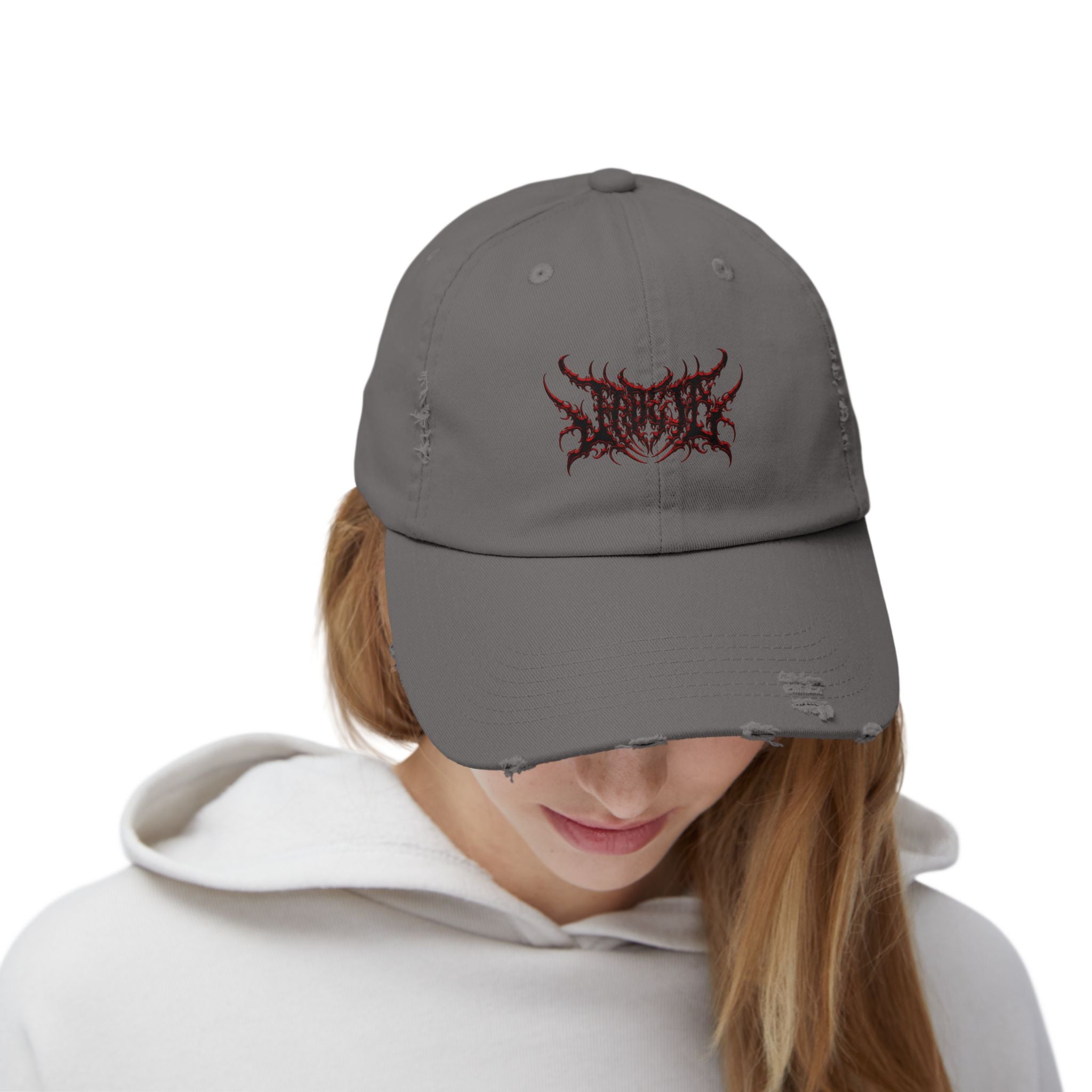 Jade_ia Metal Logo Distressed Cap
